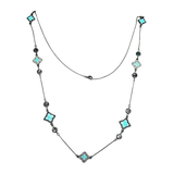 Designer 36" Clover Hematite Aqua Necklace