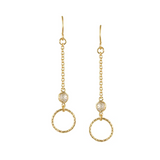 Open Air Gold Pendant Drop Earrings with CZ Accents