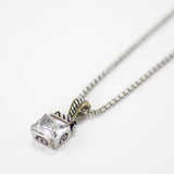 Designer Inspired Square Cut Clear CZ Pendant Necklace