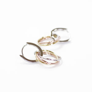 Designer Inspired Tricolor Loop Circle Earrings
