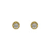 Pave Halo Clear CZ Stone Solitaire Studs in Gold