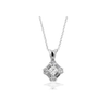 Emerald Cut CZ with Brilliant Accents in Silver Necklace