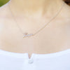 Hope Statement Necklace with CZ Stone in Rhodium with 18" Adjustable Pull Chain
