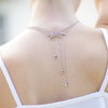 Hope Statement Necklace with CZ Stone in Rhodium with 18" Adjustable Pull Chain