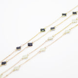 Designer Inspired 36" Black Enamel Alhambra Clover Necklace in Gold Finish