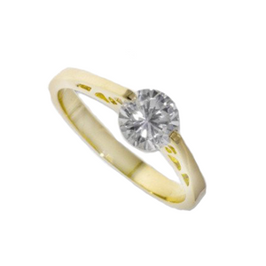 Solitaire Ring In Rhodium Gold Plate