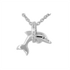 Jumping Dolphin Through Pave Hoop Pendant Necklace