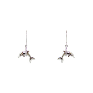 Jumping Dolphin Through Pave Hoop Earrings