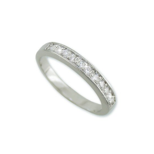 Channel Set 11 Stone Half Eternity Band In Silver