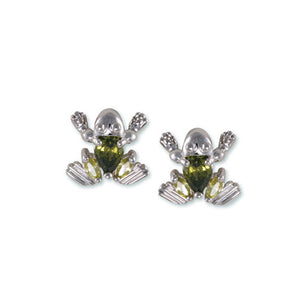 Frog Peridot CZ Earrings