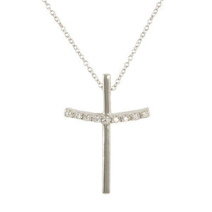 Simple Cross Necklace W/pave