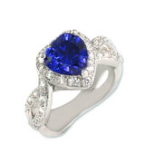 Tanzanite Heart Ring with CZ Halo