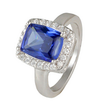 Tanzanite Cushion Ring with Pave Accents