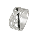 Criss cross ring with jet stones