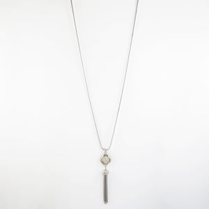 Designer Inspired Pave Alhambra Tassel Pendant Necklace
