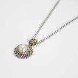 Designer Inspired Mother of Pearl Halo Pendant Necklace with 18" Chain