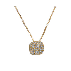Square Pave Gold Necklace
