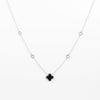 Designer Inspired Clover Necklace in Black Enamel Finish