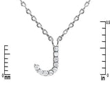 Drop Pave Letter Charm Necklace in rhodium