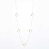 Designer Inspired 36" Alhambra Gold Clover Necklace in Rhodium Finish