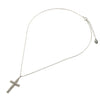 Pave Mesh Cross Pendant Necklace in Rhodium
