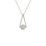 Triangle Pave Drop CZ Pendant Necklace in rhodium silver