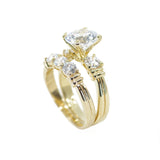 Two Ring Wedding Set in Gold with 9mm Round Cut Cubic Zirconia (CZ) Solitaire