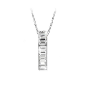 Jacobs Ladder Necklace with Channel Set Baguettes in Sterling Silver