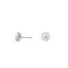 Pave Halo Clear CZ Stone Solitaire Studs in Rhodium