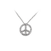 Peace Sign Silver Necklace with Pave CZ Stones