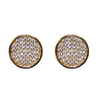 round micro pave gold tone earrings