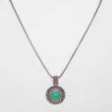 Designer Inspired Turquoise Halo Pendant Necklace with 18" Chain