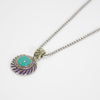 Designer Inspired Turquoise Halo Pendant Necklace with 18" Chain