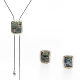 Abalone 2 Piece Gift Set of Lariat Necklace and Earrings