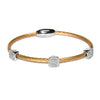 Square Pave 3 Station Bangle in Gold