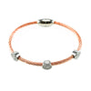 Round Pave 3 Station Bangle in Rose Gold  Finish