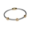 Round Pave 3 Station Bangle in Surgical Steel Finish