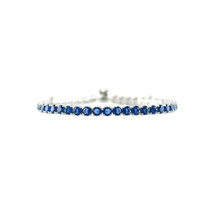 Sapphire Blue Round Cut CZ Tennis Bracelet with Adjustable Pulls