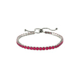 Ruby Red Round Cut CZ Tennis Bracelet with Adjustable Pulls