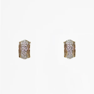 Designer Inspired Pave Huggie Cuff Earrings in Gold