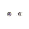 Designer Inspired Amethyst Cushion Cut Earrings with Pave Border