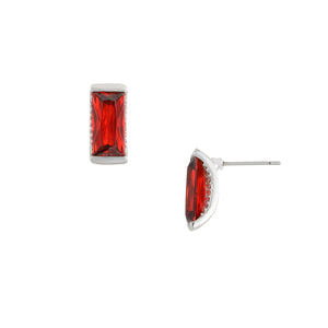 red Garnet Princess Cut CZ Earrings
