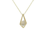 Mod Gilded Cage Floating CZ Diamond Pendant Necklace