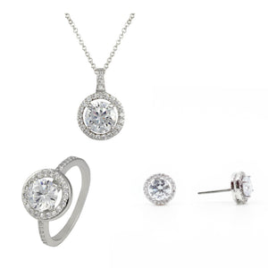 Open Halo Classic 3 Piece Gift Set of Necklace, Earrings and Ring