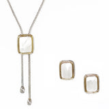 Mother Of Pearl 2 Piece Gift Set of Lariat Necklace and Earrings