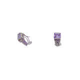 Designer Inspired Light Lavender Square Cut Stone Hugging Earrings