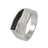 Modern Bar Micro Pave Ring with Onyx and Clear CZ's