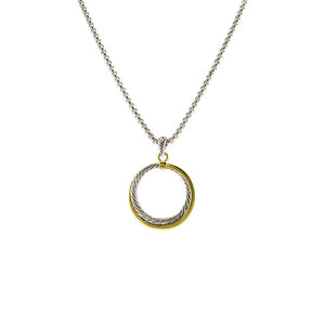 Designer Inspired Two-Tone Crossover Circle Link Pendant