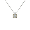 Designer Inspired Clear Cushion Cut Pendant Necklace with Pave Border