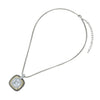 Designer Inspired Clear Cushion Cut Pendant Necklace with Pave Border
